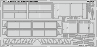 Eduard 36276 1/35 Tiger I Mid Production Fenders Photo Etched Set for