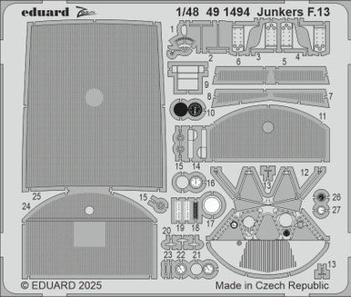 Eduard 491494 1/48 Junkers F.13 Photo Etch for MINIART