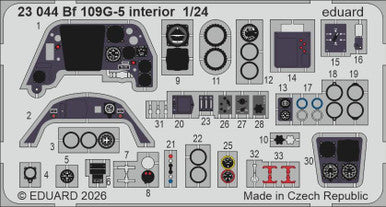 Eduard 23044 1/24 Bf 109G-5 Interior Photo Etched Set for AIRFIX