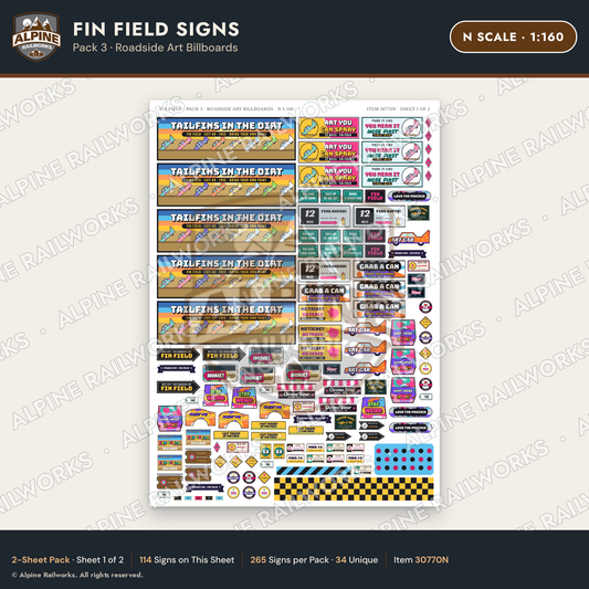 Alpine Railworks 30770N N Scale Roadside Signs - Buried Car Art