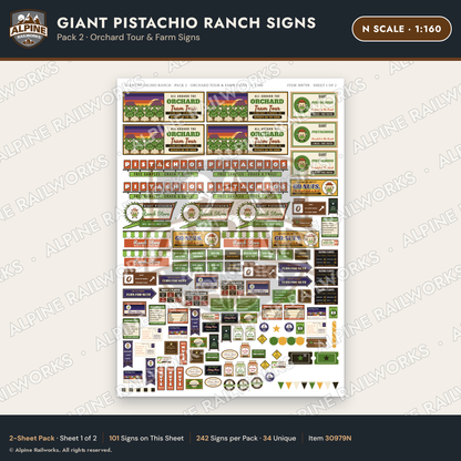 Alpine Railworks 30979N N Scale Roadside Signs - Giant Pistachio