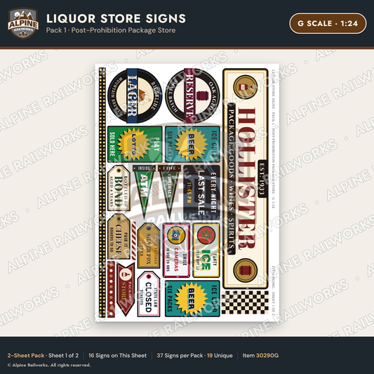 Alpine Railworks 30290G G Scale Liquor Store Signs