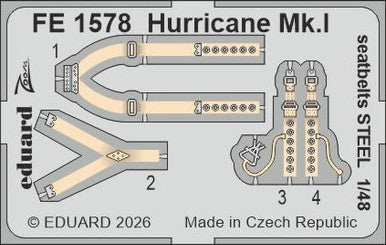 Eduard FE1578 1/48 Zoom Set Hurricane Mk.I Seatbelts STEEL for ARMA