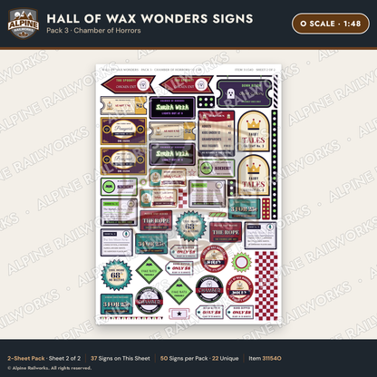 Alpine Railworks 31154O O Scale Roadside Attraction Signs - Wax Museum