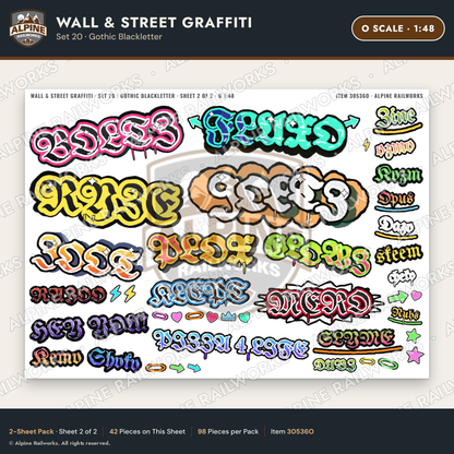 Alpine Railworks 30536O O Scale Wall & Street Graffiti Cut-Outs
