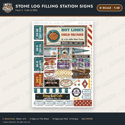 Alpine Railworks 31075O O Scale Roadside Signs - Petrified Wood