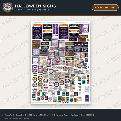 Alpine Railworks 30365HO HO Scale Halloween Signs