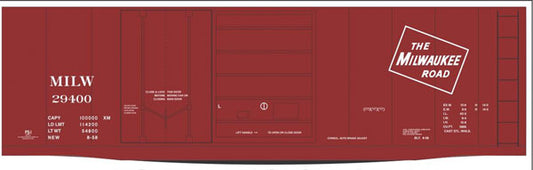 Tichy Trains 10256N N Scale Railroad Decal Set -- Milwaukee Road 40' Plug & Slid