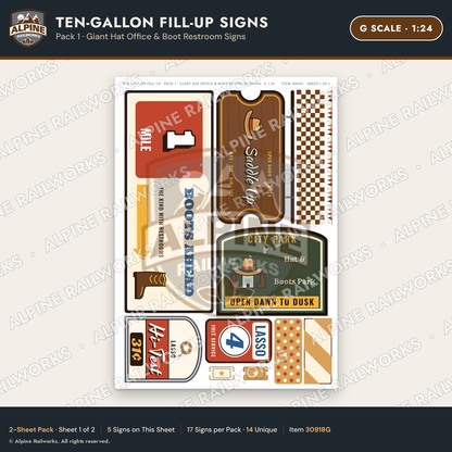 Alpine Railworks 30918G G Scale Roadside Attraction Signs - Cowboy Hat