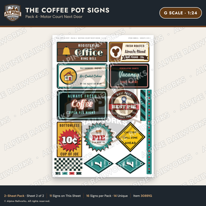 Alpine Railworks 30891G G Scale Roadside Signs - Coffee Pot Diner