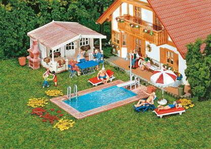 Faller 180542 HO Scale Swimming Pool & Utility Shed Model Kit