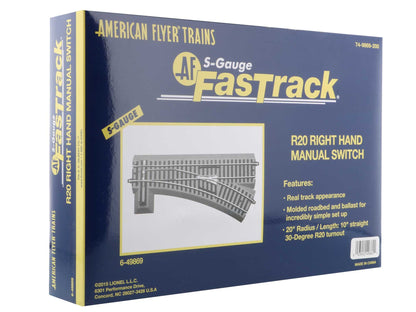 Lionel 6-49869 S Gauge AF FasTrack R20 Manual Switch (Right Hand)