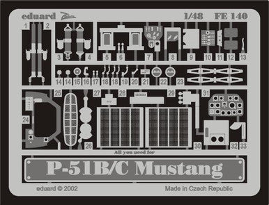 Eduard FE140 1/48 P-51B/C Mustang Photo Etch Interior Detail Set