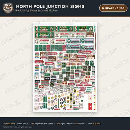 Alpine Railworks 30836N N Scale Roadside Signs - Christmas Town
