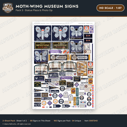 Alpine Railworks 30872HO HO Scale Roadside Signs - Mothman Museum