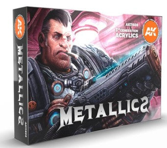 AK Interactive 11608 Metallics 3G Acrylic Paint Set (6 Colors) 17ml Bottles