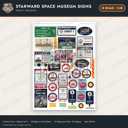 Alpine Railworks 31151O O Scale Roadside Signs - Space Museum