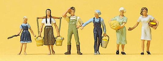 Preiser 10295 HO Scale Farm Workers Figure Set pkg(6)