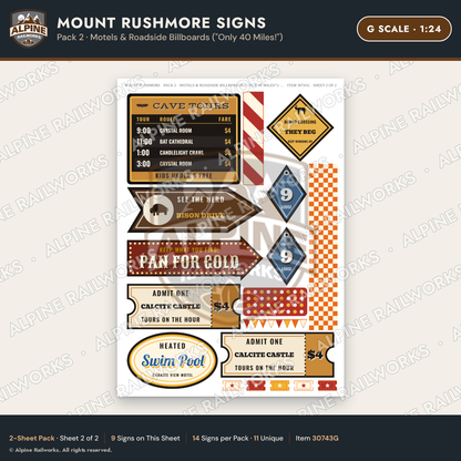 Alpine Railworks 30743G G Scale Tourist Signs - Mount Rushmore