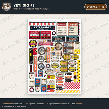 Alpine Railworks 30166O O Scale Yeti Signs