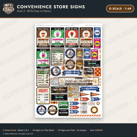 Alpine Railworks 30501O O Scale Convenience Store Signs