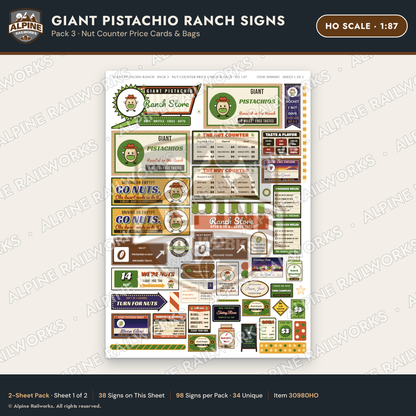 Alpine Railworks 30980HO HO Scale Roadside Signs - Giant Pistachio
