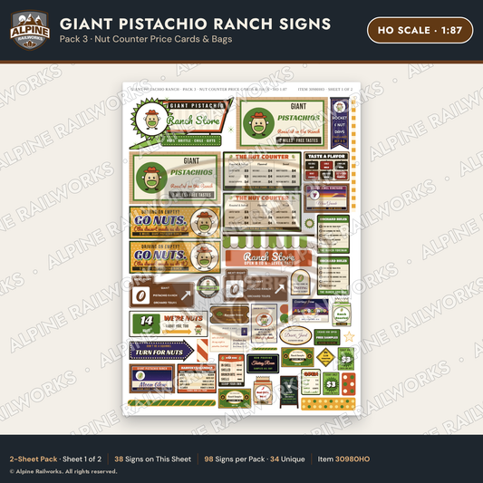 Alpine Railworks 30980HO HO Scale Roadside Signs - Giant Pistachio