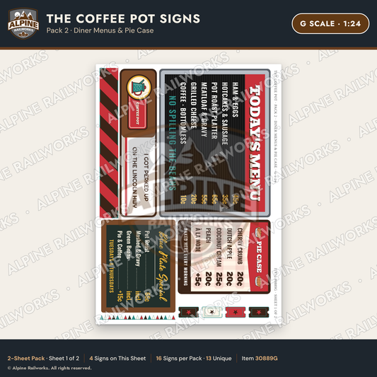 Alpine Railworks 30889G G Scale Roadside Signs - Coffee Pot Diner