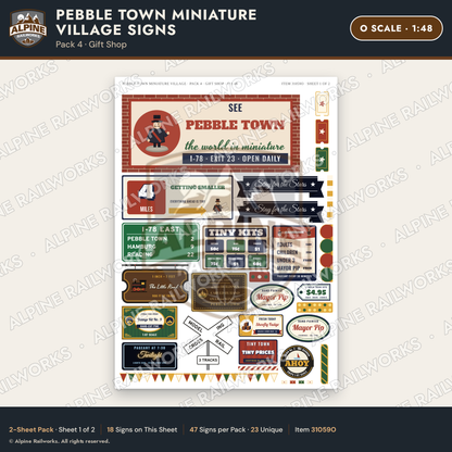 Alpine Railworks 31059O O Scale Roadside Signs - Miniature Village
