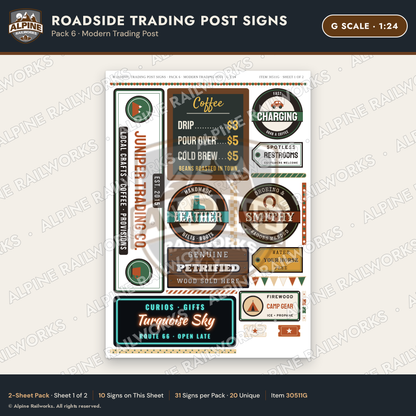 Alpine Railworks 30511G G Scale Roadside Trading Post Signs