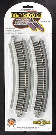 Bachmann 44505 HO Scale Curved Track w/Nickel Silver Rail & Gray Roadbed - E-Z Track(R) -- 15" Radius pkg(4)