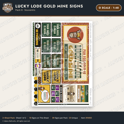 Alpine Railworks 31145O O Scale Roadside Signs - Gold Panning Mine