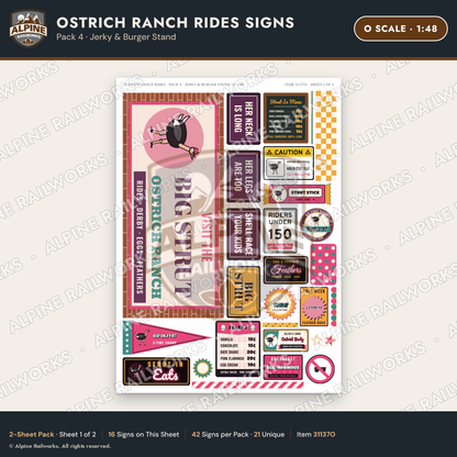 Alpine Railworks 31137O O Scale Roadside Signs - Ostrich Farm