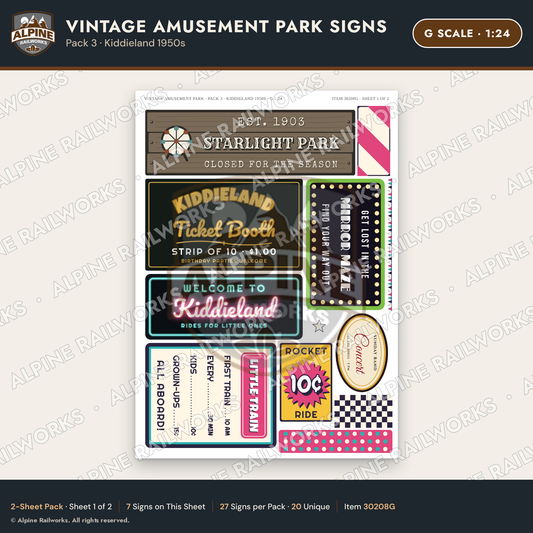 Alpine Railworks 30208G G Scale Vintage Amusement Park Signs