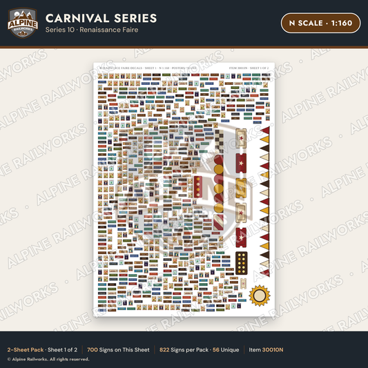 Alpine Railworks 30010N N Scale Carnival Signs - Renaissance Faire
