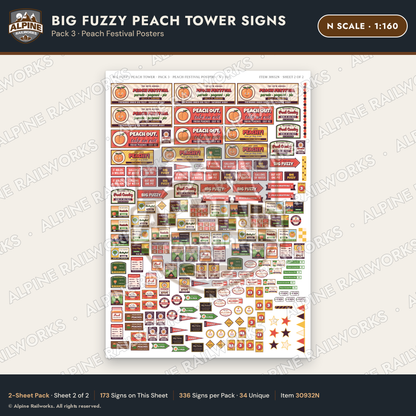Alpine Railworks 30932N N Scale Roadside Signs - Peach Water Tower