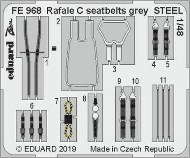 Eduard FE968 1/48 Rafale C Seatbelts Grey Steel for Revell
