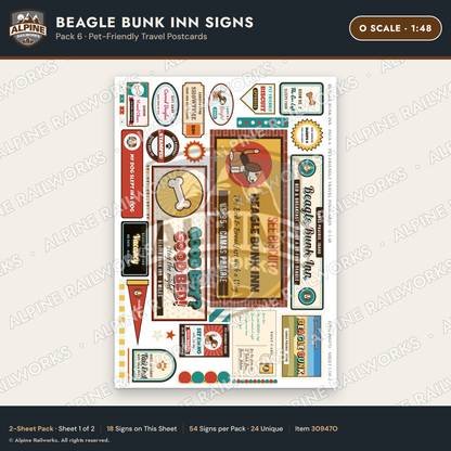 Alpine Railworks 30947O O Scale Roadside Signs - Dog-Shaped Inn