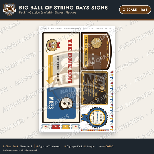 Alpine Railworks 30828G G Scale Roadside Signs - Giant Ball of Twine
