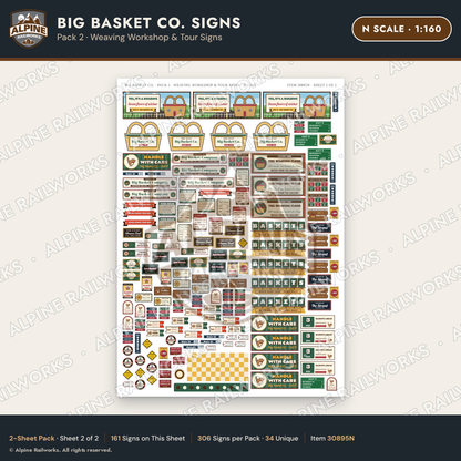 Alpine Railworks 30895N N Scale Roadside Signs - Basket Building