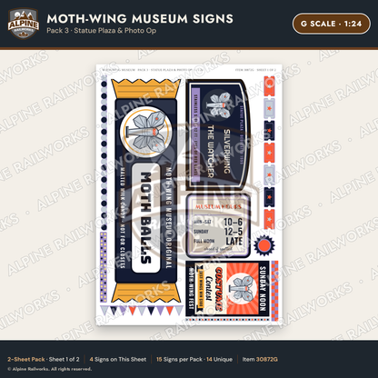 Alpine Railworks 30872G G Scale Roadside Signs - Mothman Museum