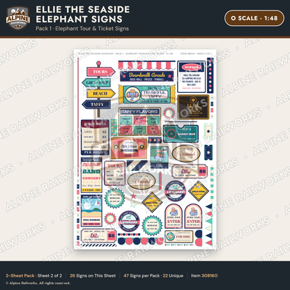Alpine Railworks 30816O O Scale Roadside Signs - Elephant Building