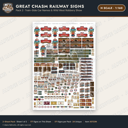 Alpine Railworks 30723N N Scale Tourist Signs - Canyon Railway