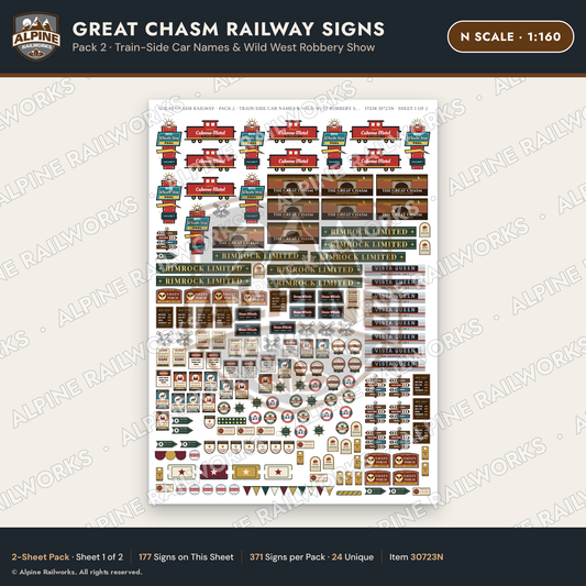 Alpine Railworks 30723N N Scale Tourist Signs - Canyon Railway