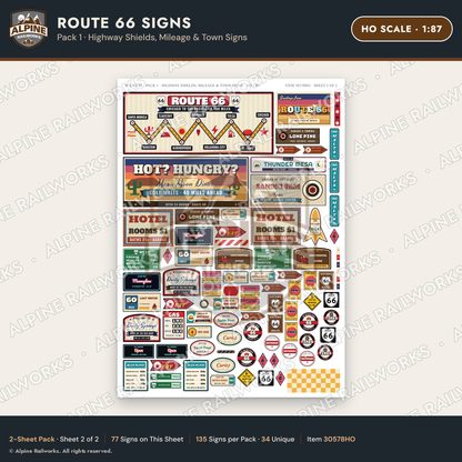 Alpine Railworks 30578HO HO Scale Route 66 Highway Signs