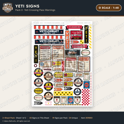 Alpine Railworks 30166O O Scale Yeti Signs