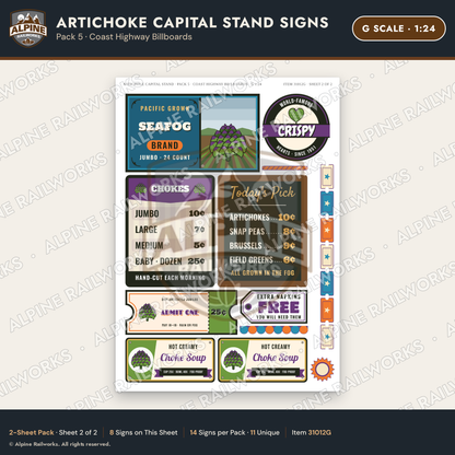Alpine Railworks 31012G G Scale Roadside Signs - Giant Artichoke