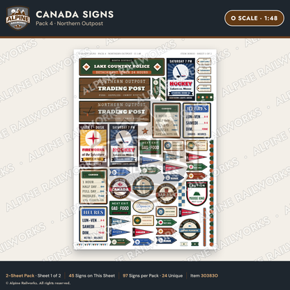 Alpine Railworks 30383O O Scale Canada Signs - Northern Outpost