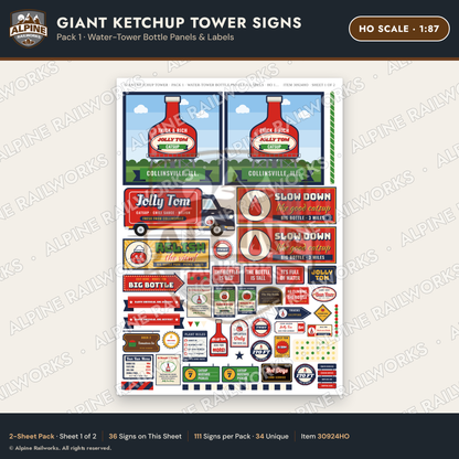 Alpine Railworks 30924HO HO Scale Roadside Signs - Ketchup Bottle