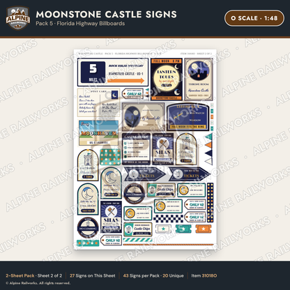 Alpine Railworks 31018O O Scale Roadside Signs - Stone Castle